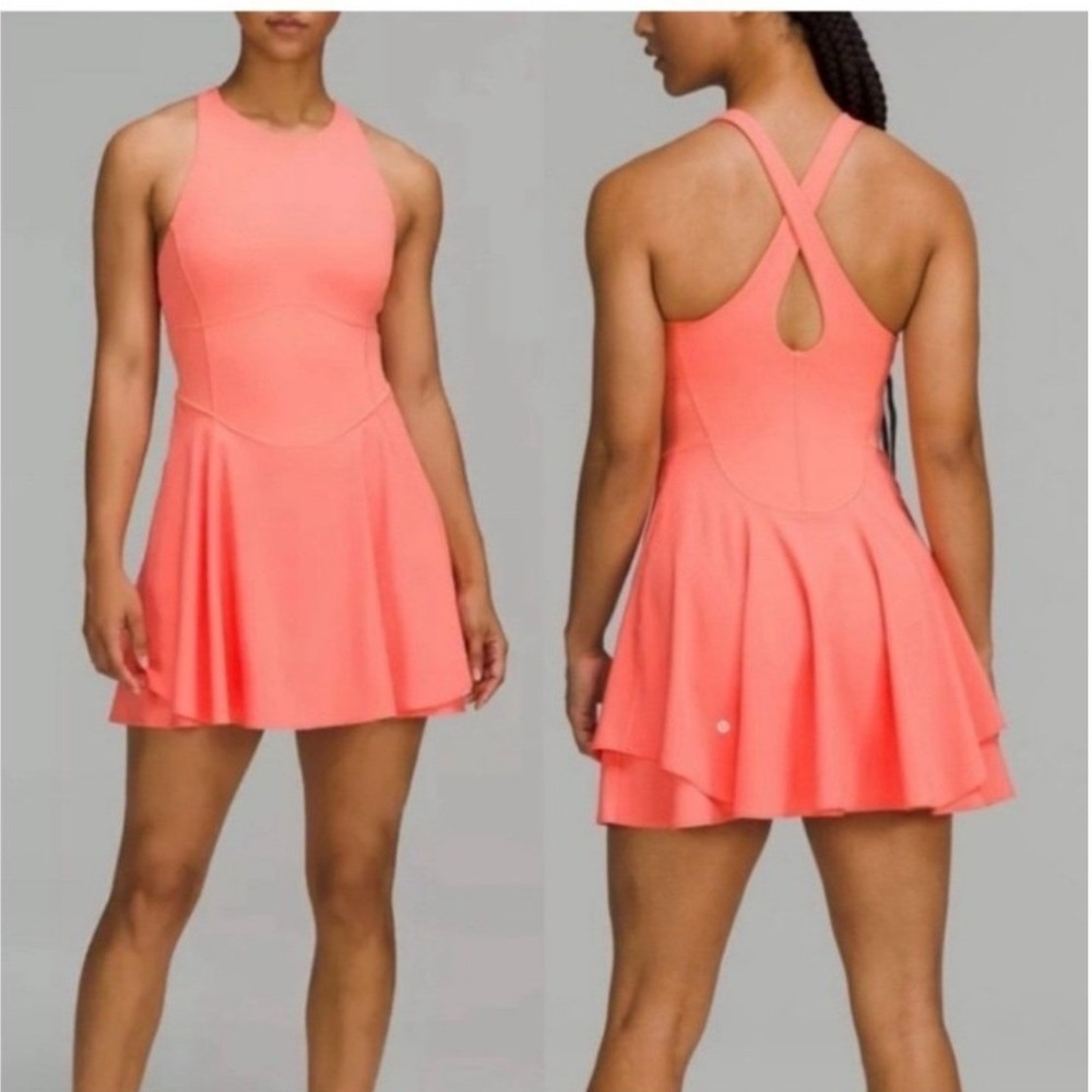 Lululemon Court Crush Tennis Dress Sunset Coral Pink Size 4